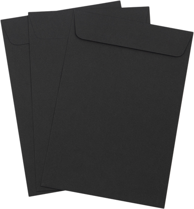 Smooth Midnight Black 32lb 6 1/2 x 9 1/2 Open End Envelopes with Peel & Seal