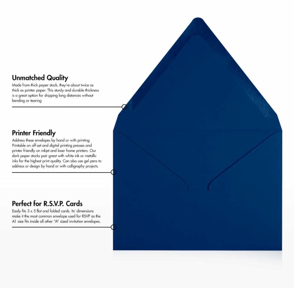 Navy Blue 32lb A1 Contour Flap Envelopes (3 5/8 x 5 1/8)