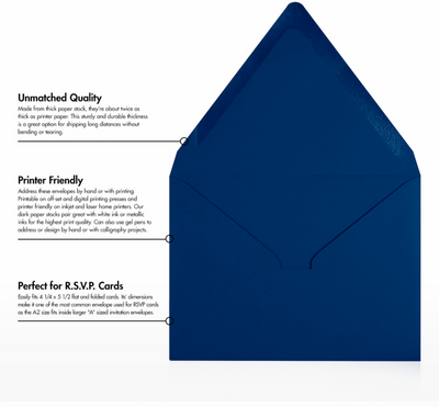 Navy Blue 32lb A2 Contour Flap Envelopes (4 3/8 x 5 3/4)