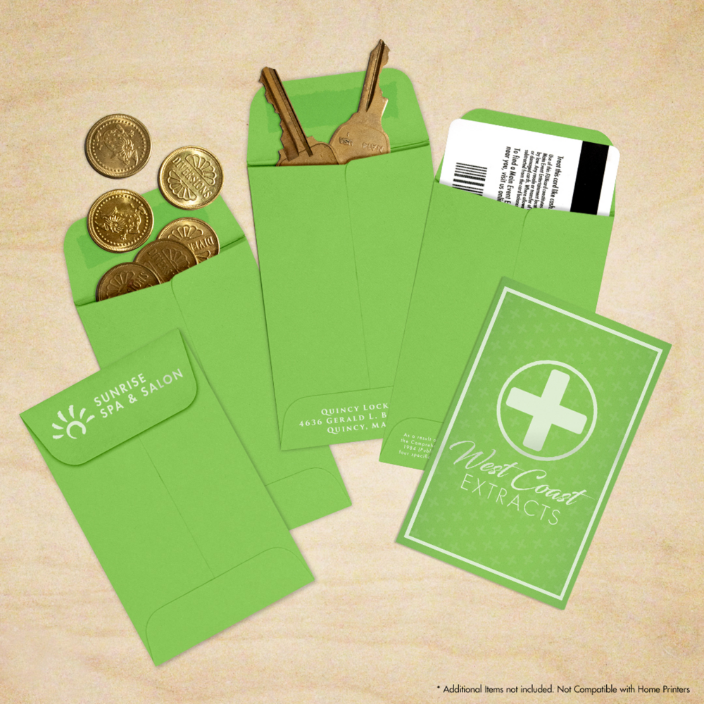 Lime Green 32lb #1 Coin Envelopes (2 1/4 x 3 1/2)