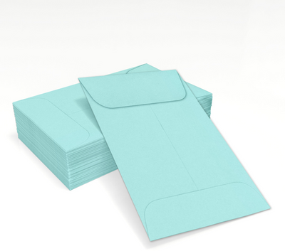 Seafoam Aqua Blue 32lb #1 Coin Envelopes (2 1/4 x 3 1/2)
