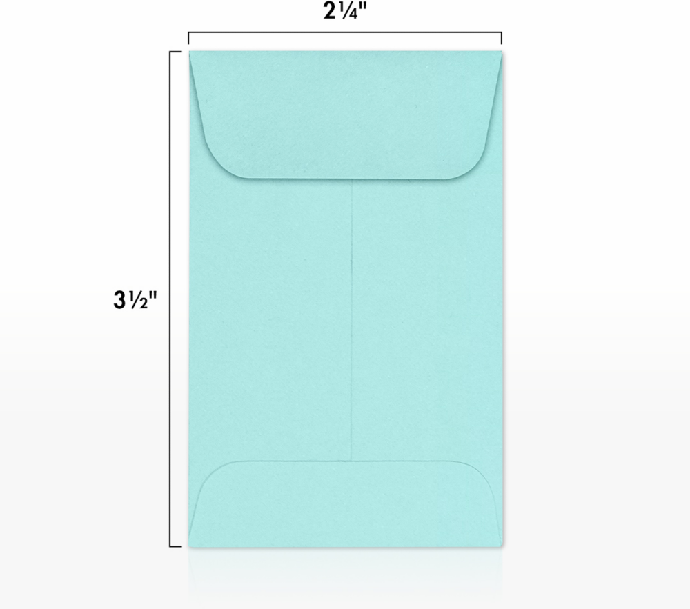 Seafoam Aqua Blue 32lb #1 Coin Envelopes (2 1/4 x 3 1/2)