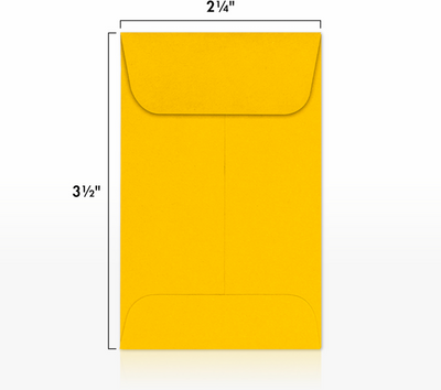 Sunflower Yellow 32lb #1 Coin Envelopes (2 1/4 x 3 1/2)