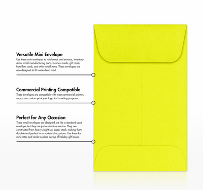 Citrus Yellow 32lb #1 Coin Envelopes (2 1/4 x 3 1/2)