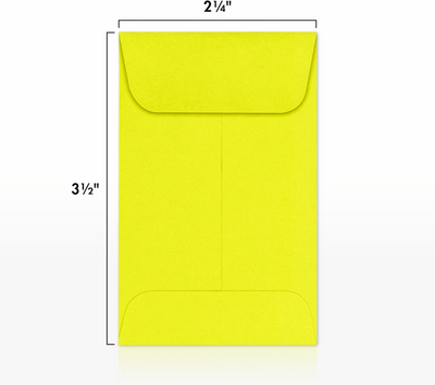 Citrus Yellow 32lb #1 Coin Envelopes (2 1/4 x 3 1/2)