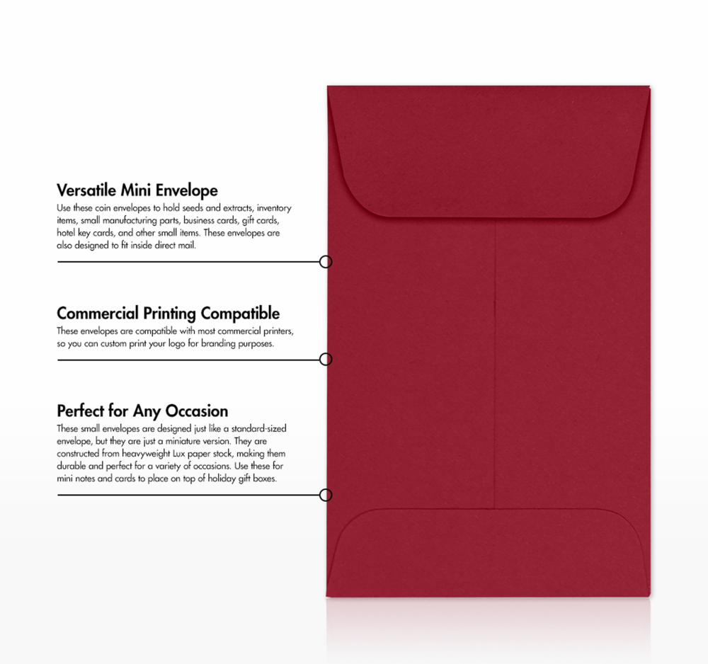 Garnet Dark Red 32lb #1 Coin Envelopes (2 1/4 x 3 1/2)