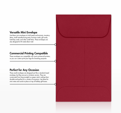 Garnet Dark Red 32lb #1 Coin Envelopes (2 1/4 x 3 1/2)