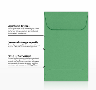 Holiday Green 32lb #1 Coin Envelopes (2 1/4 x 3 1/2)
