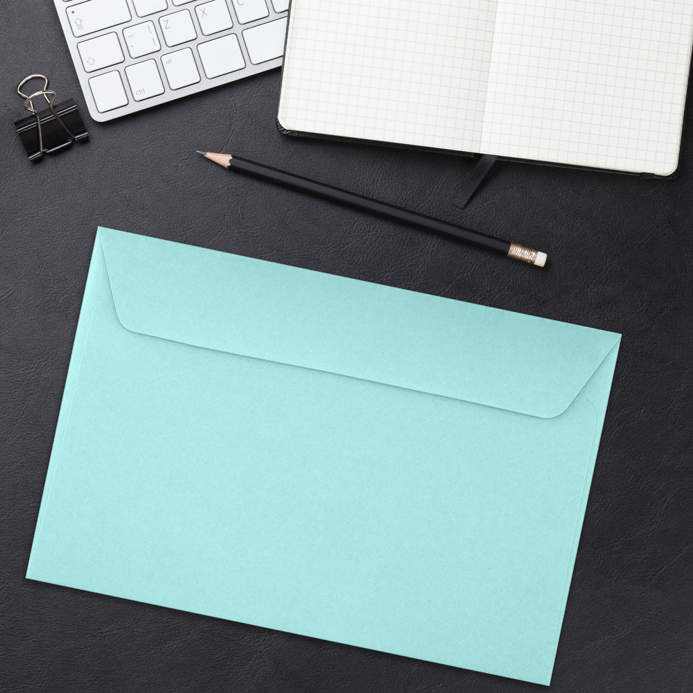 Seafoam Aqua Blue 32lb 6 x 9 Booklet Envelopes