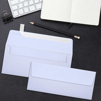 Light Purple Lilac 32lb #10 Square Flap Envelopes (4 1/8 x 9 1/2) with Peel & Seal