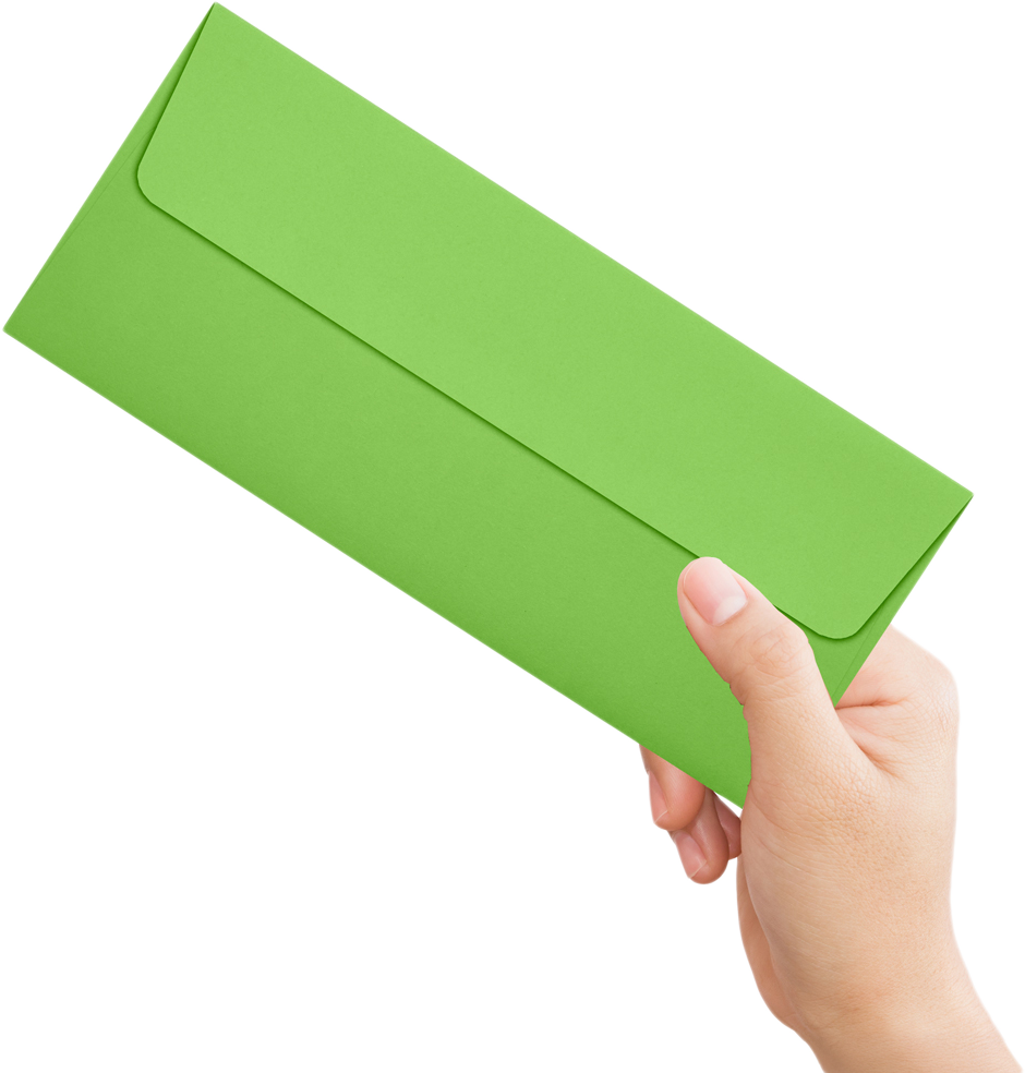 Lime Green 32lb #10 Square Flap Envelopes (4 1/8 x 9 1/2) with Peel & Seal