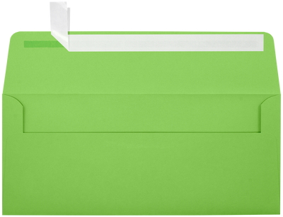 Lime Green 32lb #10 Square Flap Envelopes (4 1/8 x 9 1/2) with Peel & Seal