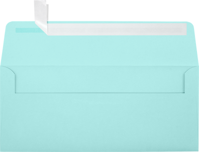 Seafoam Aqua Blue 32lb #10 Square Flap Envelopes (4 1/8 x 9 1/2) with Peel & Seal