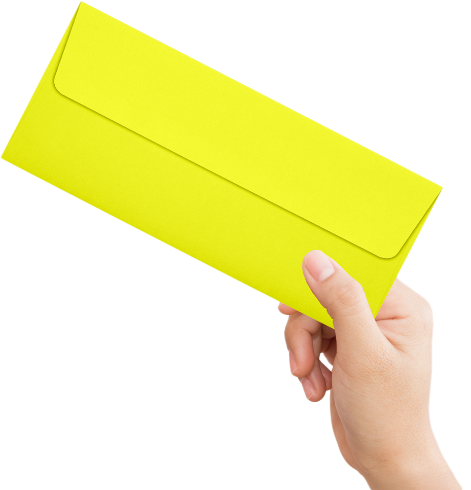 Citrus Yellow 32lb #10 Square Flap Envelopes (4 1/8 x 9 1/2) with Peel & Seal