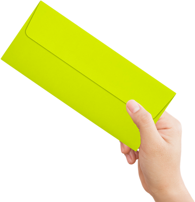 Wasabi Lime Green 32lb #10 Square Flap Envelopes (4 1/8 x 9 1/2) with Peel & Seal