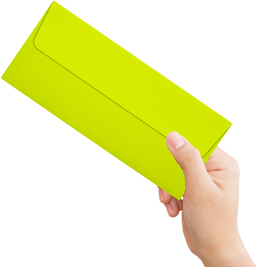 Wasabi Lime Green 32lb #10 Square Flap Envelopes (4 1/8 x 9 1/2) with Peel & Seal