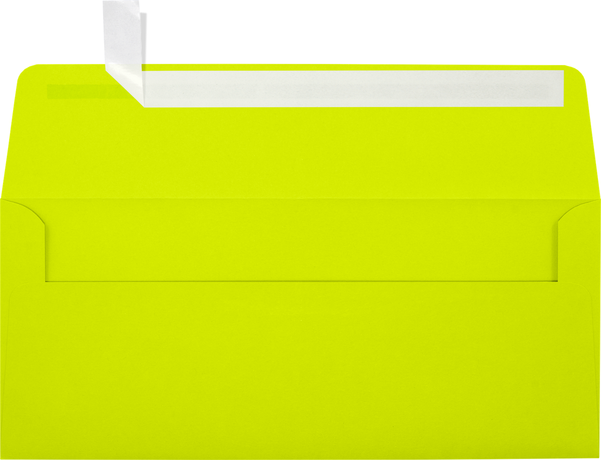 Wasabi Lime Green 32lb #10 Square Flap Envelopes (4 1/8 x 9 1/2) with Peel & Seal