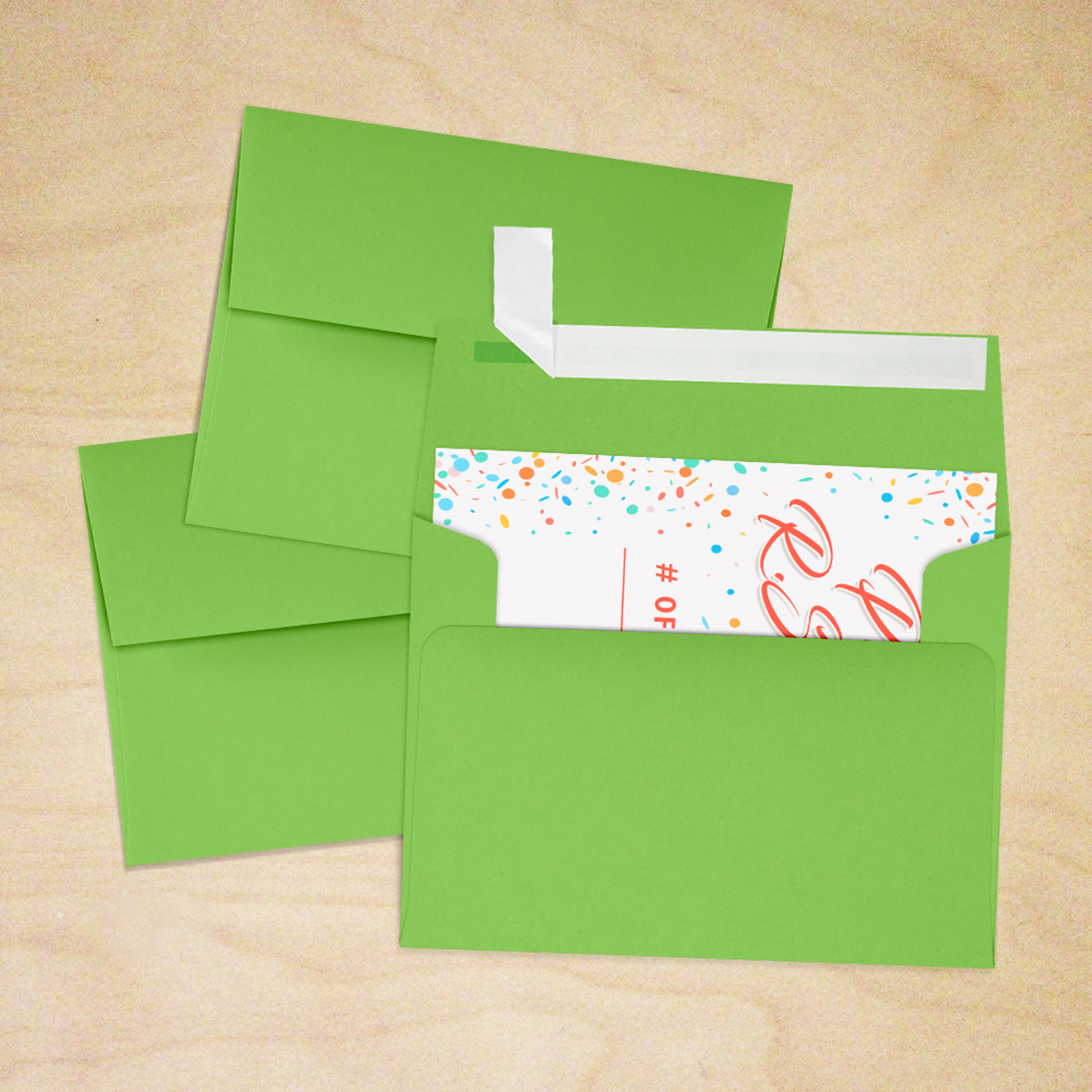 Lime Green 32lb A2 Invitation Envelopes (4 3/8 x 5 3/4) with Peel & Seal