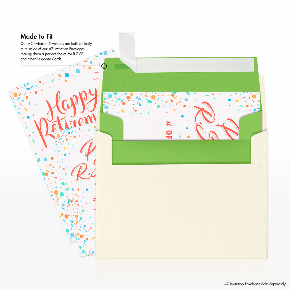 Lime Green 32lb A2 Invitation Envelopes (4 3/8 x 5 3/4) with Peel & Seal