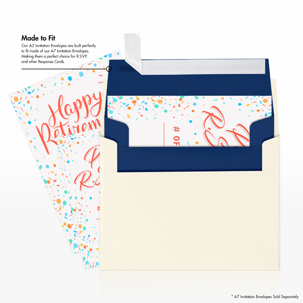 Navy Blue 32lb A2 Invitation Envelopes (4 3/8 x 5 3/4) with Peel & Seal