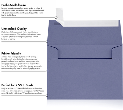 Wisteria Purple 32lb A2 Invitation Envelopes (4 3/8 x 5 3/4) with Peel & Seal