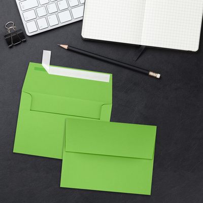Lime Green 32lb A4 Invitation Envelopes (4 1/4 x 6 1/4) with Peel & Seal