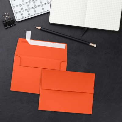 Mandarin Orange 32lb A4 Invitation Envelopes (4 1/4 x 6 1/4) with Peel & Seal