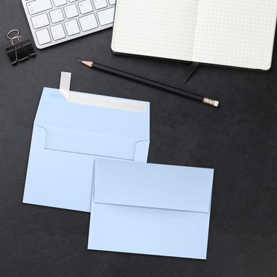Baby Blue 32lb A4 Invitation Envelopes (4 1/4 x 6 1/4) with Peel & Seal