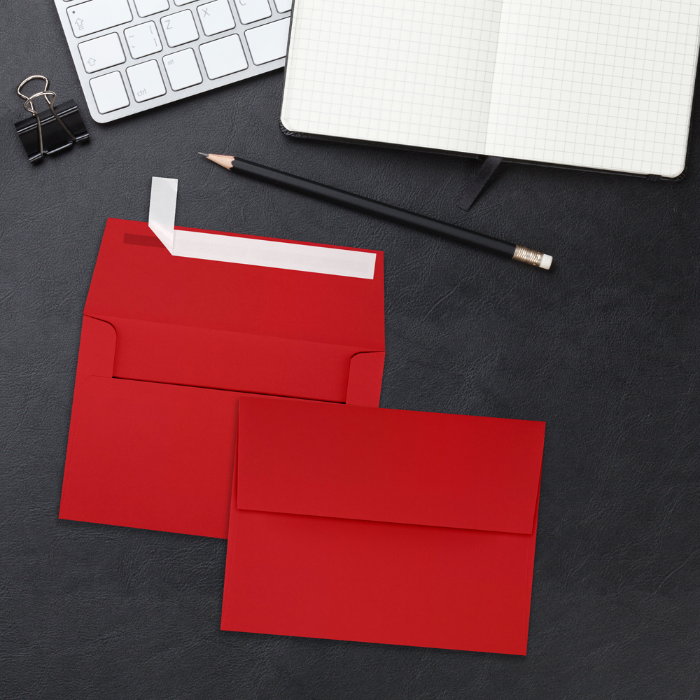 Red 32lb A4 Invitation Envelopes (4 1/4 x 6 1/4) with Peel & Seal