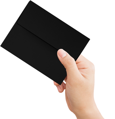 Smooth Midnight Black 32lb A4 Invitation Envelopes (4 1/4 x 6 1/4) with Peel & Seal