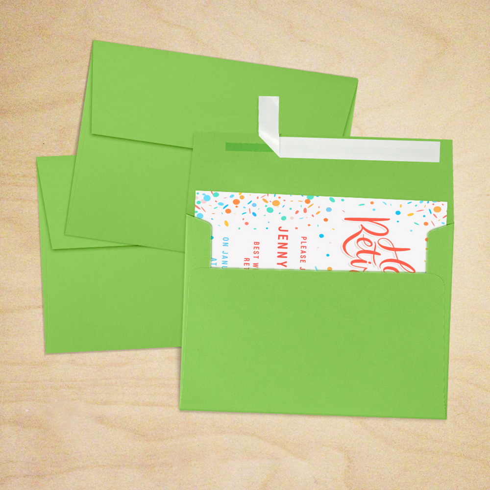 Lime Green 32lb A7 Invitation Envelopes (5 1/4 x 7 1/4) with Peel & Seal