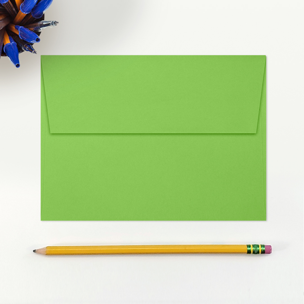 Lime Green 32lb A7 Invitation Envelopes (5 1/4 x 7 1/4) with Peel & Seal