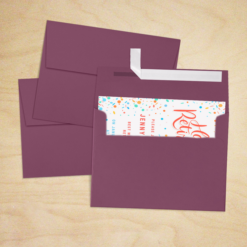 Vintage Plum Purple 32lb A7 Invitation Envelopes (5 1/4 x 7 1/4) with Peel & Seal