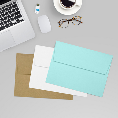 Seafoam Aqua Blue 32lb A7 Invitation Envelopes (5 1/4 x 7 1/4) with Peel & Seal