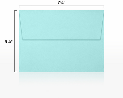 Seafoam Aqua Blue 32lb A7 Invitation Envelopes (5 1/4 x 7 1/4) with Peel & Seal