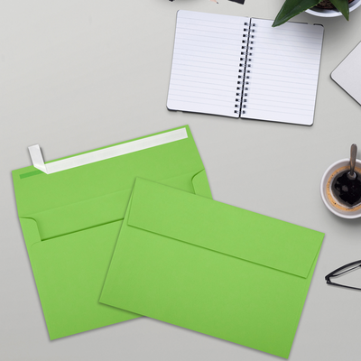 Lime Green 32lb A9 Invitation Envelopes (5 3/4 x 8 3/4) with Peel & Seal