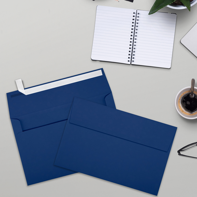 Navy Blue 32lb A9 Invitation Envelopes (5 3/4 x 8 3/4) with Peel & Seal