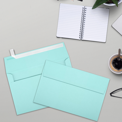 Seafoam Aqua Blue 32lb A9 Invitation Envelopes (5 3/4 x 8 3/4) with Peel & Seal