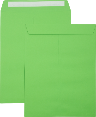 Lime Green 32lb 10 x 13 Open End Envelopes with Peel & Seal