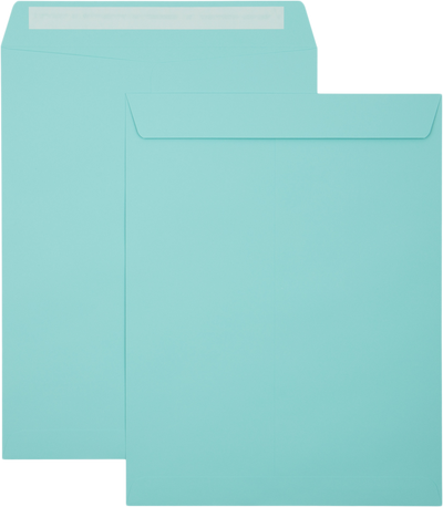 Seafoam Aqua Blue 32lb 10 x 13 Open End Envelopes with Peel & Seal