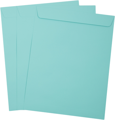Seafoam Aqua Blue 32lb 10 x 13 Open End Envelopes with Peel & Seal