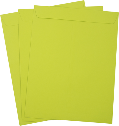 Wasabi Lime Green 32lb 10 x 13 Open End Envelopes with Peel & Seal