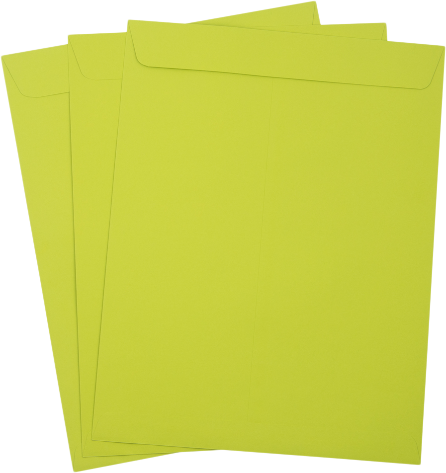 Wasabi Lime Green 32lb 10 x 13 Open End Envelopes with Peel & Seal