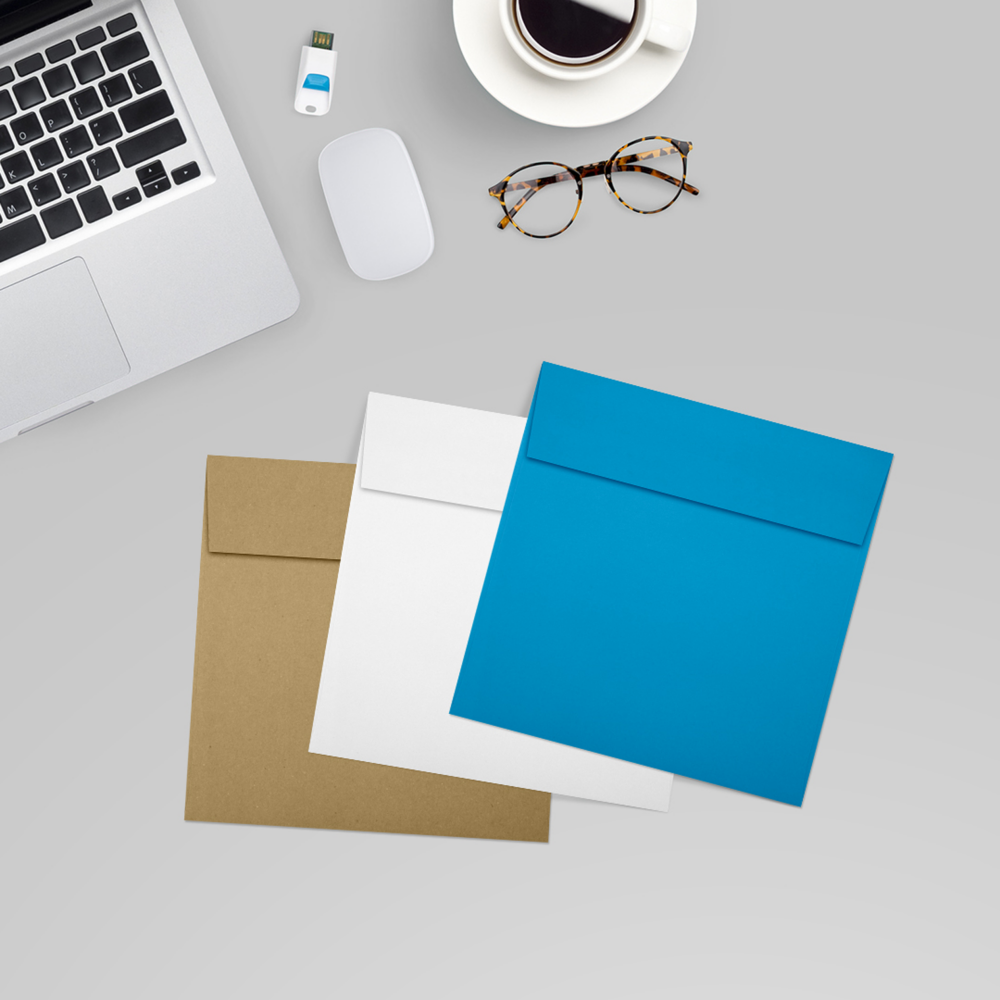 Pool Blue 32lb 5 x 5 Square Envelopes with Peel & Seal