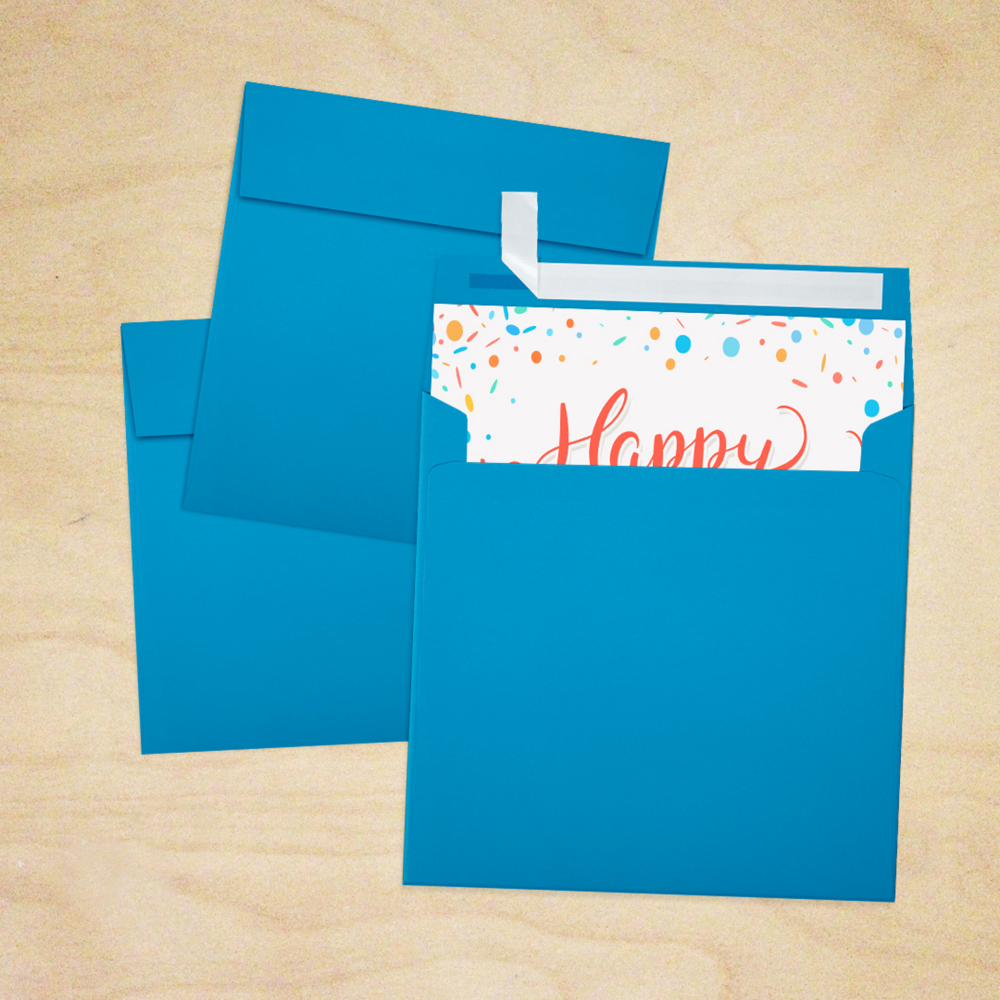 Pool Blue 32lb 5 x 5 Square Envelopes with Peel & Seal