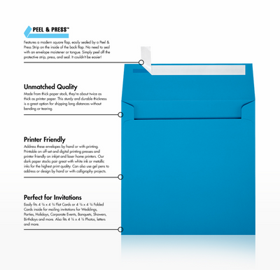 Pool Blue 32lb 5 x 5 Square Envelopes with Peel & Seal