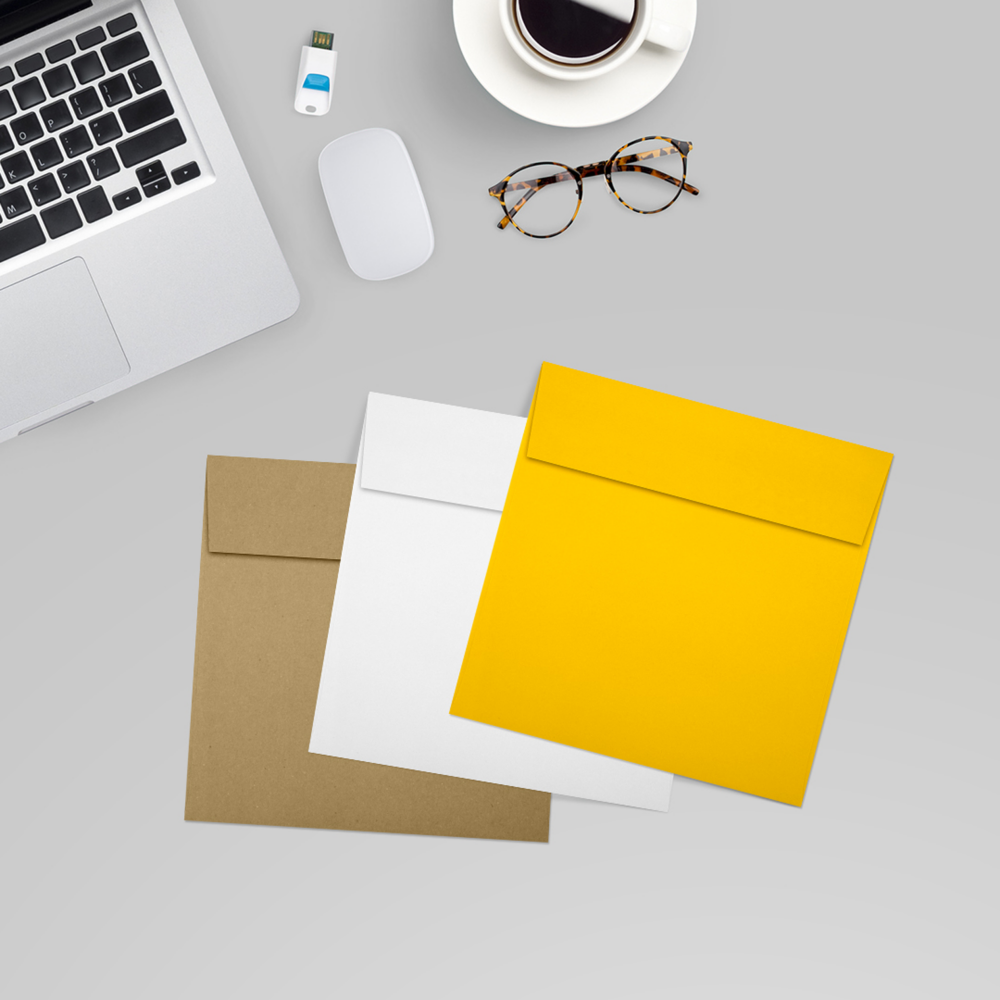 Sunflower Yellow 32lb 5 x 5 Square Envelopes with Peel & Seal