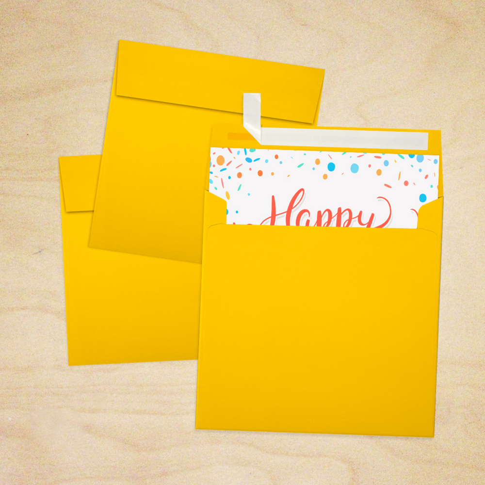 Sunflower Yellow 32lb 5 x 5 Square Envelopes with Peel & Seal