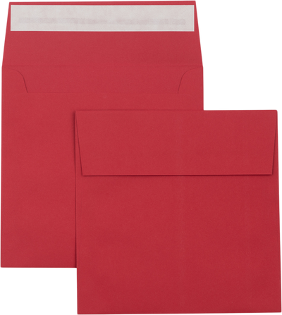 Red 32lb 5 1/4 x 5 1/4 Square Envelopes with Peel & Seal