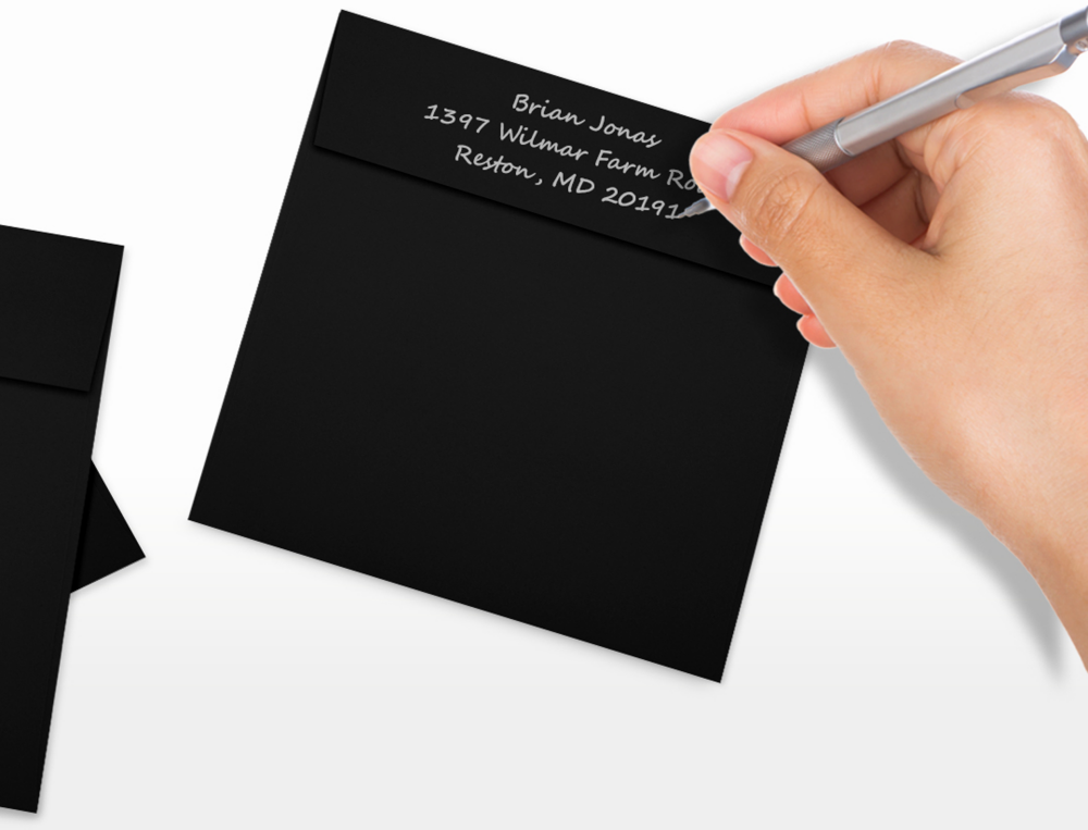 Smooth Midnight Black 32lb 5 1/4 x 5 1/4 Square Envelopes with Peel & Seal